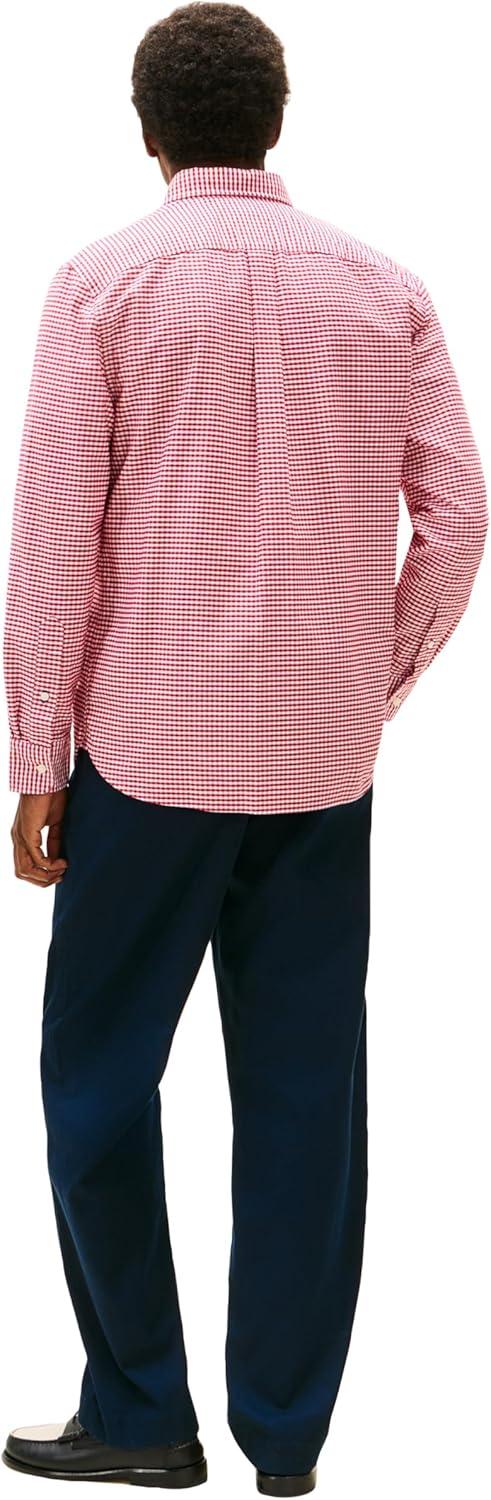 imageTommy Hilfiger Mens Heritage Oxford Solid Regular Long Sleeve ShirtsMedium Red Check