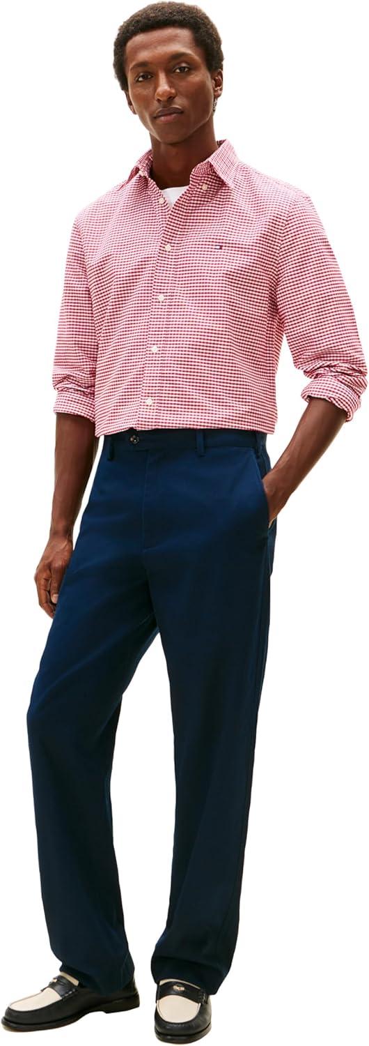 imageTommy Hilfiger Mens Heritage Oxford Solid Regular Long Sleeve ShirtsMedium Red Check
