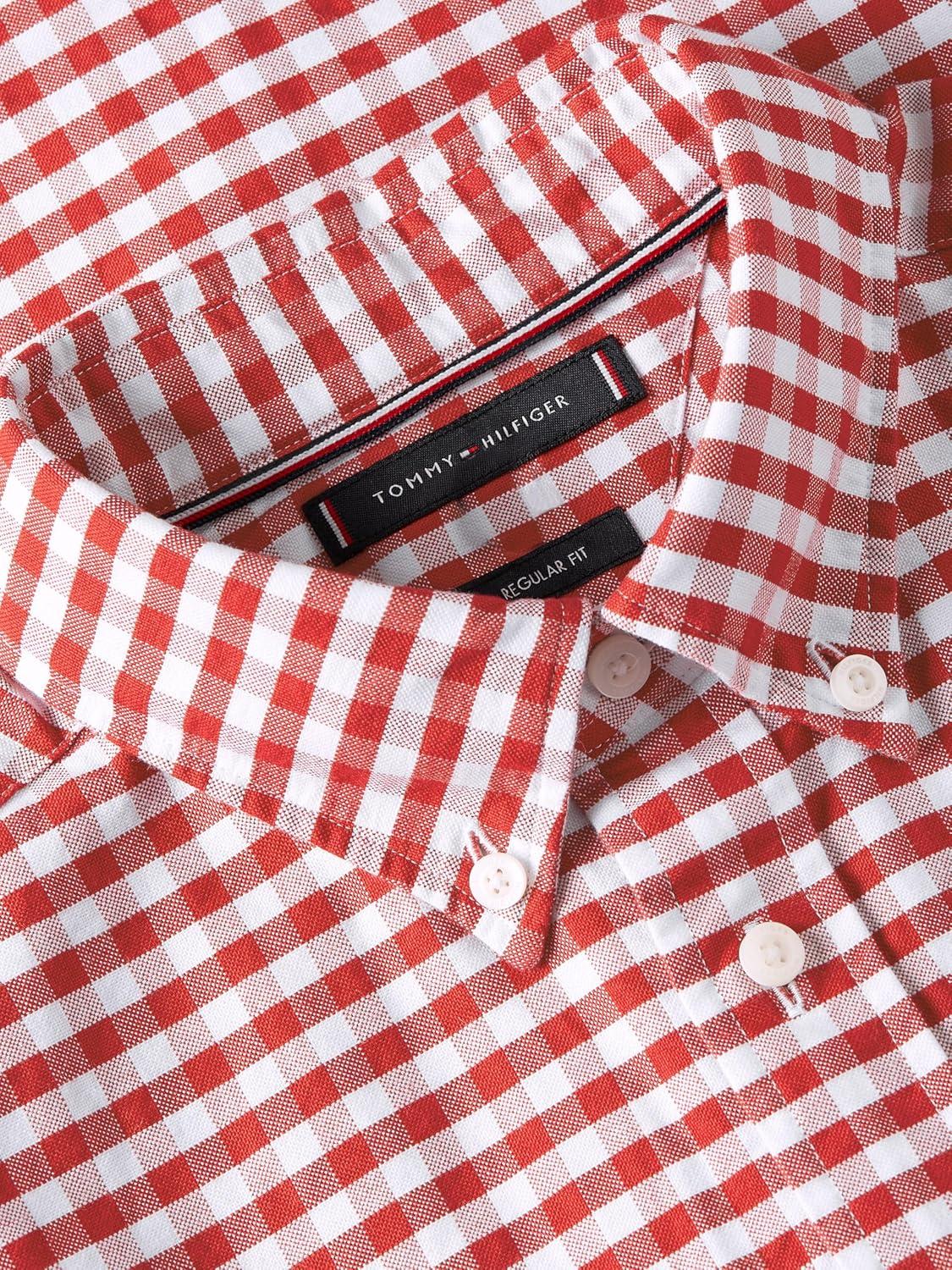 imageTommy Hilfiger Mens Heritage Oxford Solid Regular Long Sleeve ShirtsMedium Red Check