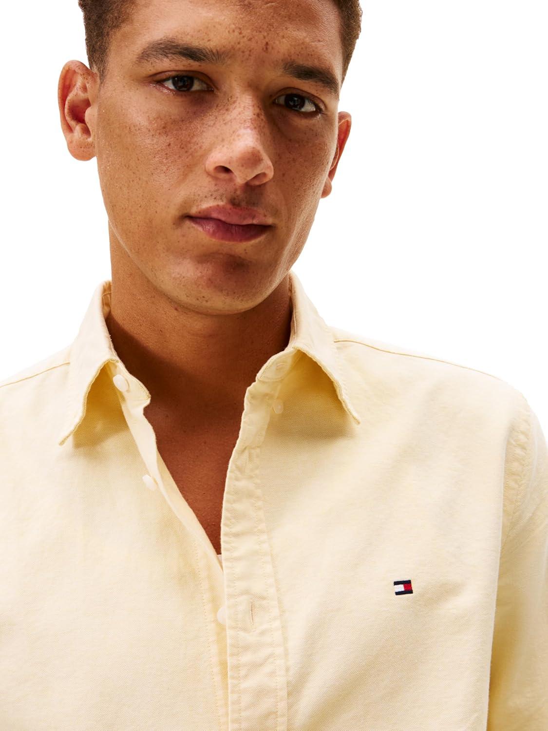 imageTommy Hilfiger Mens Heritage Oxford Solid Regular Long Sleeve ShirtsMorningside Yellow