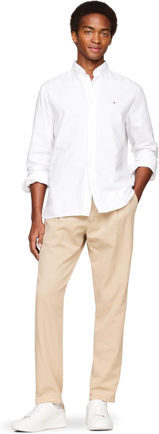 imageTommy Hilfiger Mens Heritage Oxford Solid Regular Long Sleeve ShirtsOptic White
