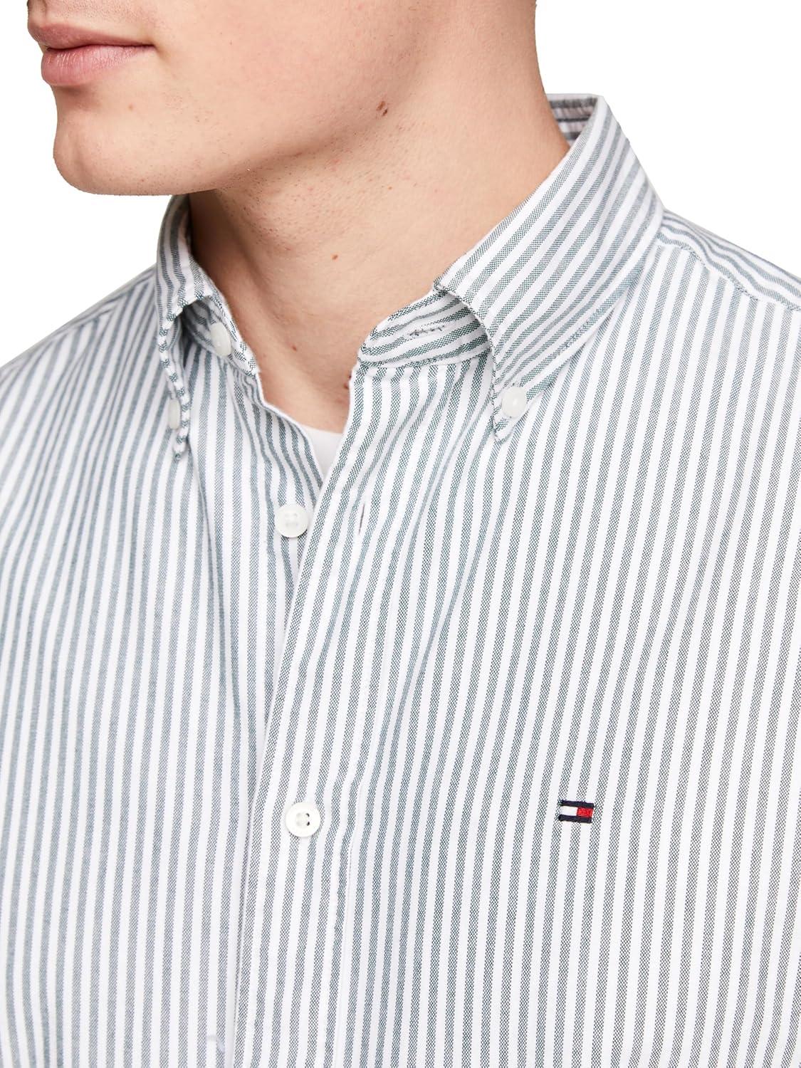imageTommy Hilfiger Mens Heritage Oxford Solid Regular Long Sleeve ShirtsOrnamental Green Optic White