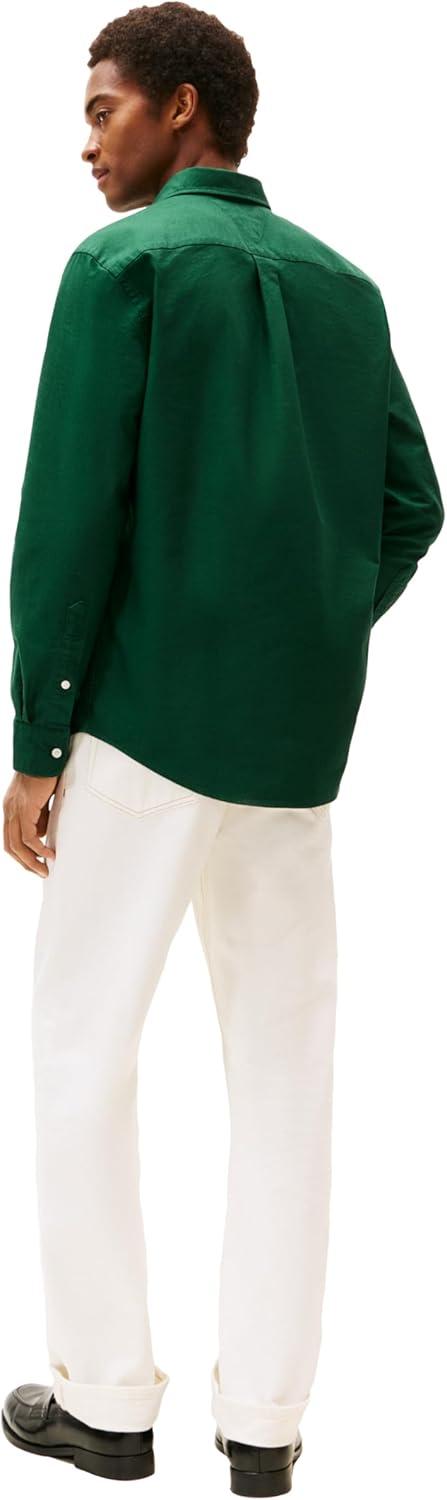 imageTommy Hilfiger Mens Heritage Oxford Solid Regular Long Sleeve ShirtsOrnamental Green Orn Green Solid