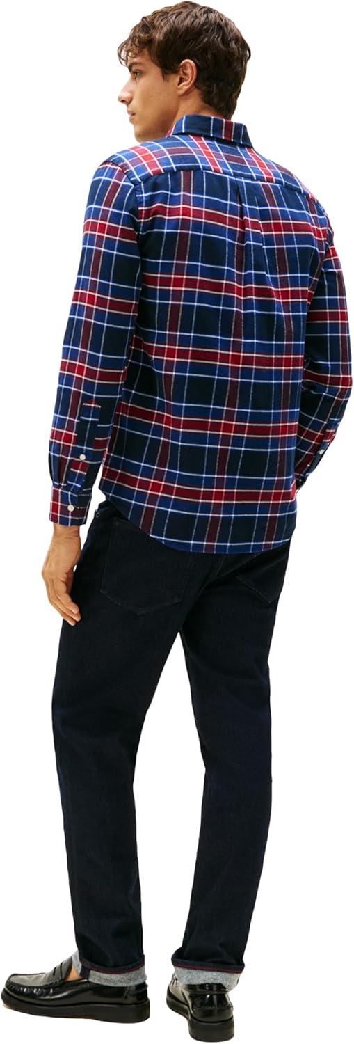 imageTommy Hilfiger Mens Heritage Oxford Solid Regular Long Sleeve ShirtsPreppy Navy Check