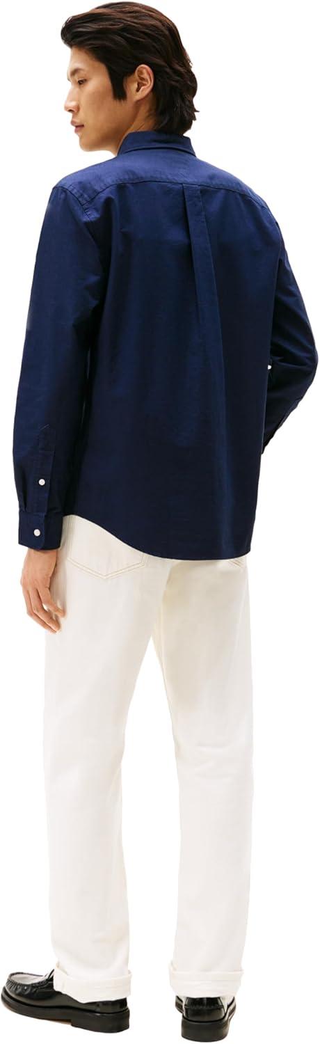 imageTommy Hilfiger Mens Heritage Oxford Solid Regular Long Sleeve ShirtsPreppy Navy Desert Sky Solid