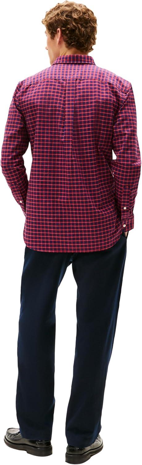 imageTommy Hilfiger Mens Heritage Oxford Solid Regular Long Sleeve ShirtsRegatta Red Check