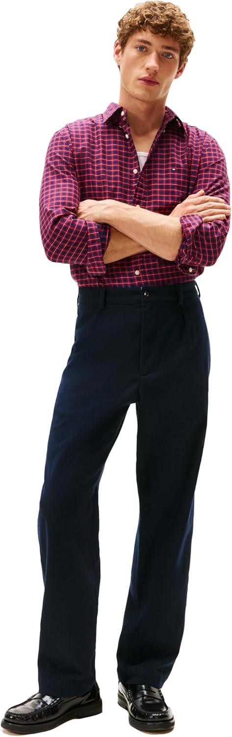 imageTommy Hilfiger Mens Heritage Oxford Solid Regular Long Sleeve ShirtsRegatta Red Check