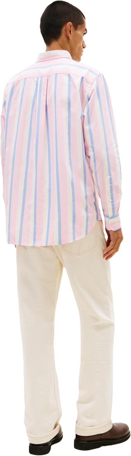 imageTommy Hilfiger Mens Heritage Oxford Solid Regular Long Sleeve ShirtsRose Petal Multi Stripe