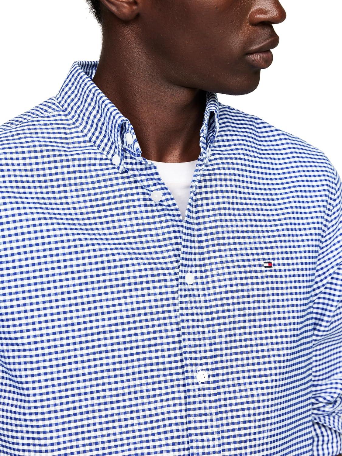 imageTommy Hilfiger Mens Heritage Oxford Solid Regular Long Sleeve ShirtsRoyal Blue Check