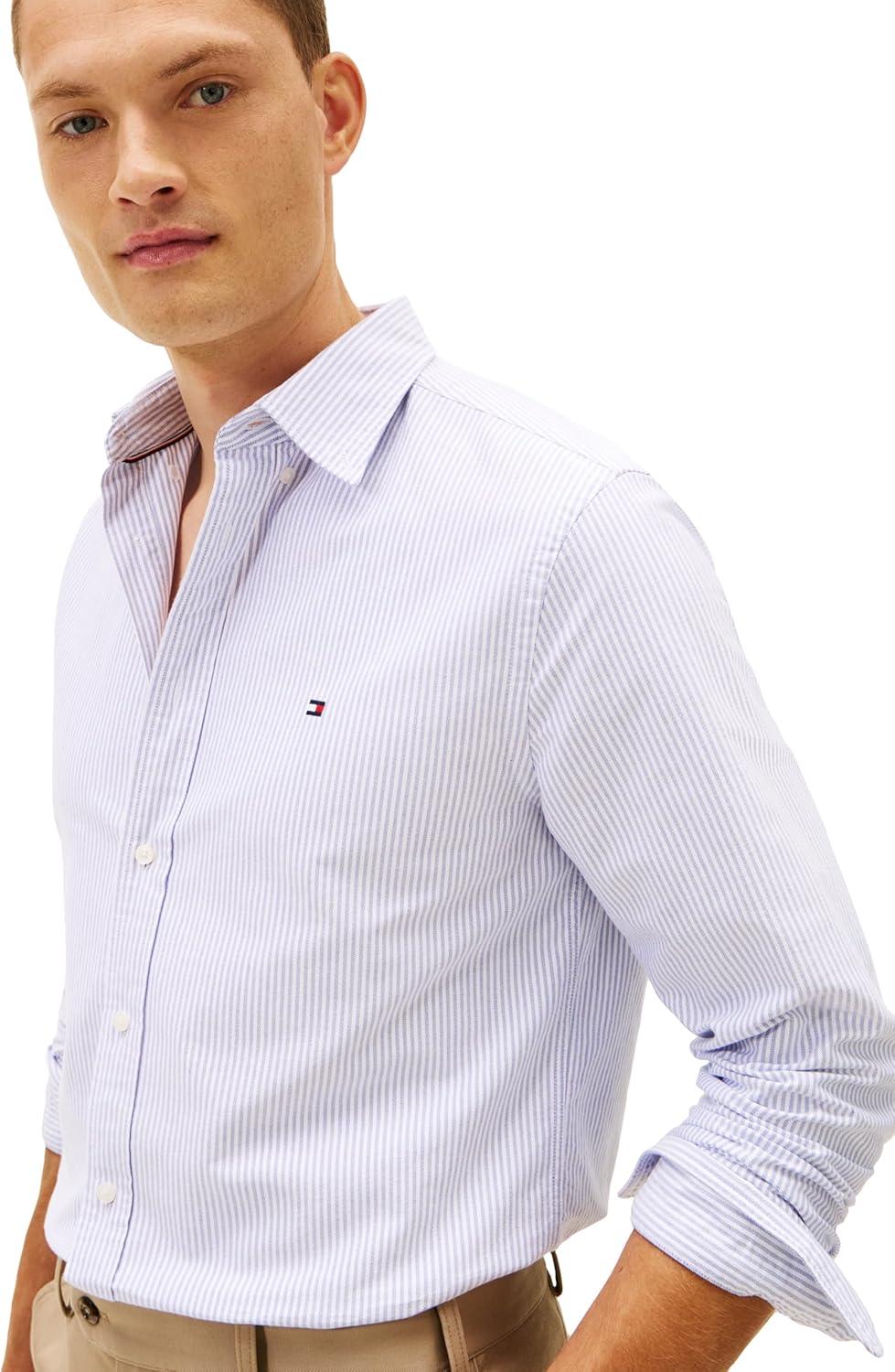 imageTommy Hilfiger Mens Heritage Oxford Solid Regular Long Sleeve ShirtsRoyal Blue White