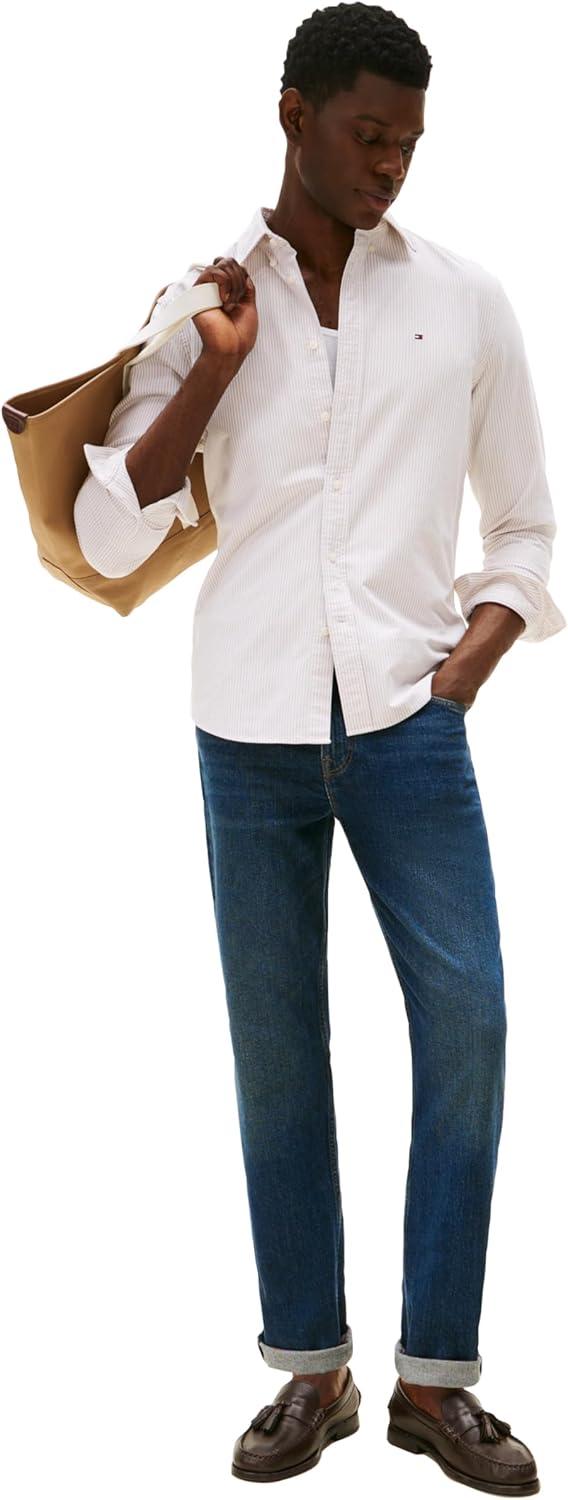 imageTommy Hilfiger Mens Heritage Oxford Solid Regular Long Sleeve ShirtsSafari Canvas White
