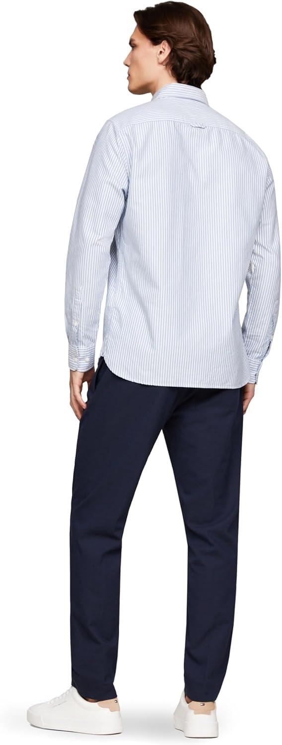 imageTommy Hilfiger Mens Heritage Oxford Solid Regular Long Sleeve ShirtsShirt Blue White