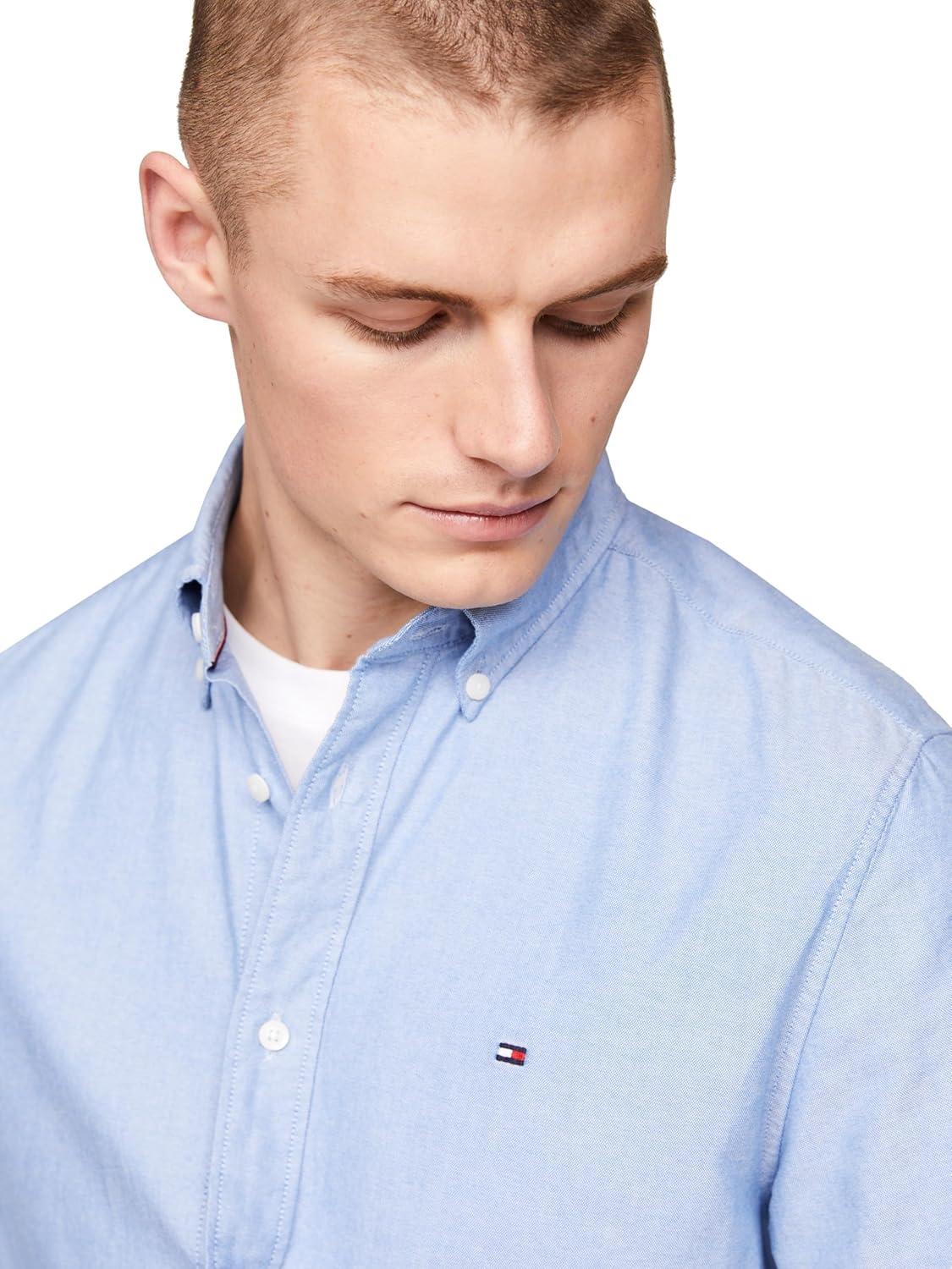 imageTommy Hilfiger Mens Heritage Oxford Solid Regular Long Sleeve ShirtsShirt Blue
