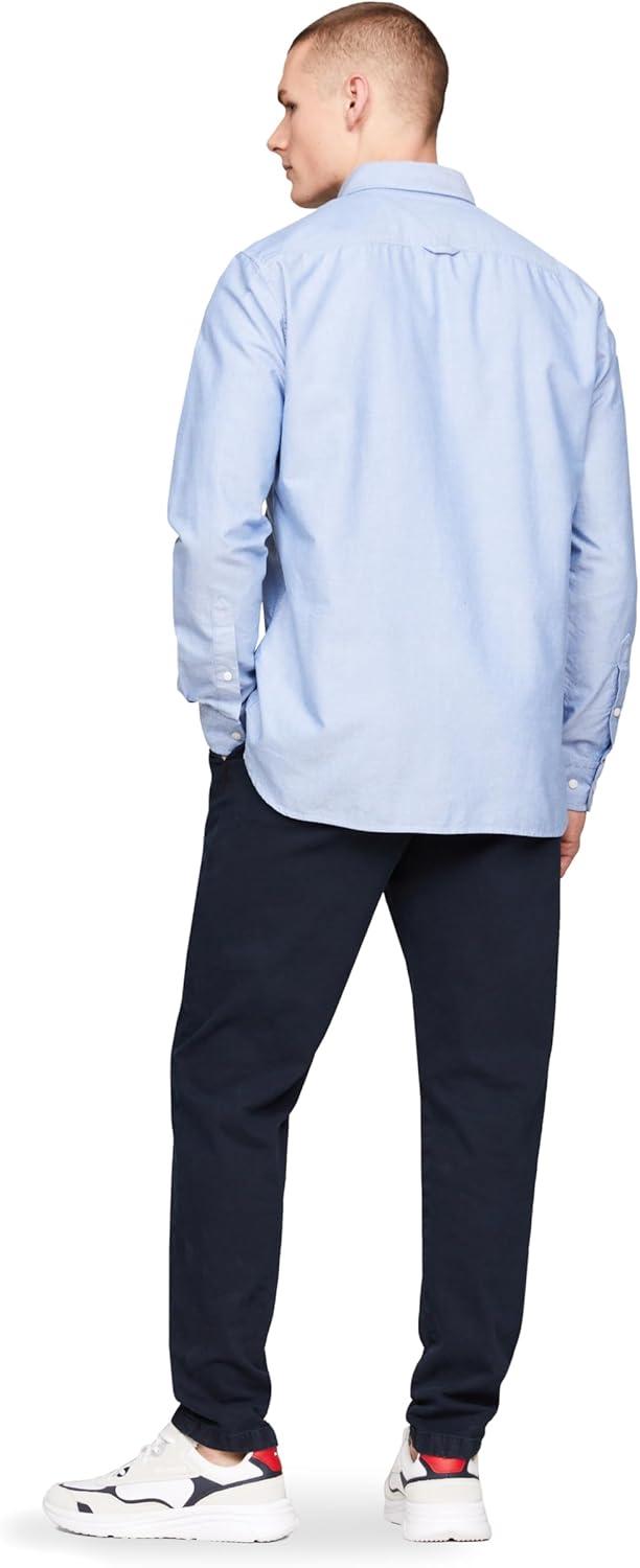 imageTommy Hilfiger Mens Heritage Oxford Solid Regular Long Sleeve ShirtsShirt Blue