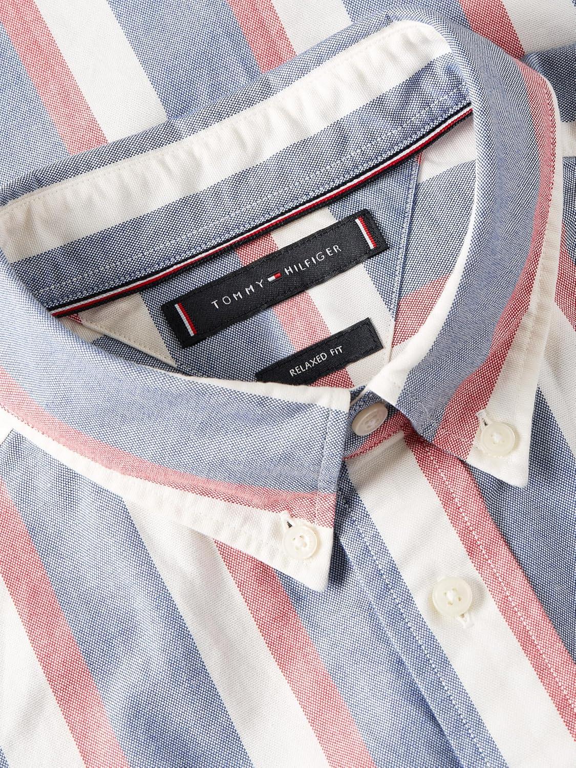imageTommy Hilfiger Mens Heritage Oxford Solid Regular Long Sleeve ShirtsWedge Blue Multi Stripe