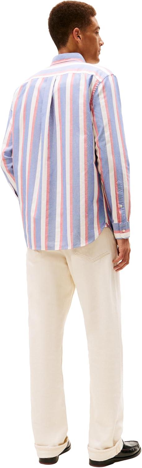 imageTommy Hilfiger Mens Heritage Oxford Solid Regular Long Sleeve ShirtsWedge Blue Multi Stripe