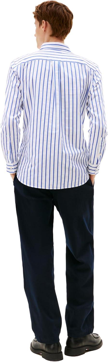 imageTommy Hilfiger Mens Heritage Oxford Solid Regular Long Sleeve ShirtsWhite Stripe
