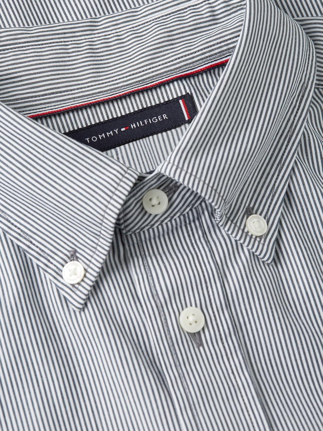 imageTommy Hilfiger Mens Long Sleeve Poplin Shirts in Regular Fit Mens Button Down Shirts Also Available in Big and TallBlack White