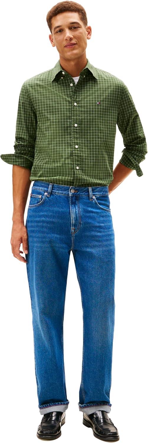 imageTommy Hilfiger Mens Long Sleeve Poplin Shirts in Regular Fit Mens Button Down Shirts Also Available in Big and TallMountain Pine Check