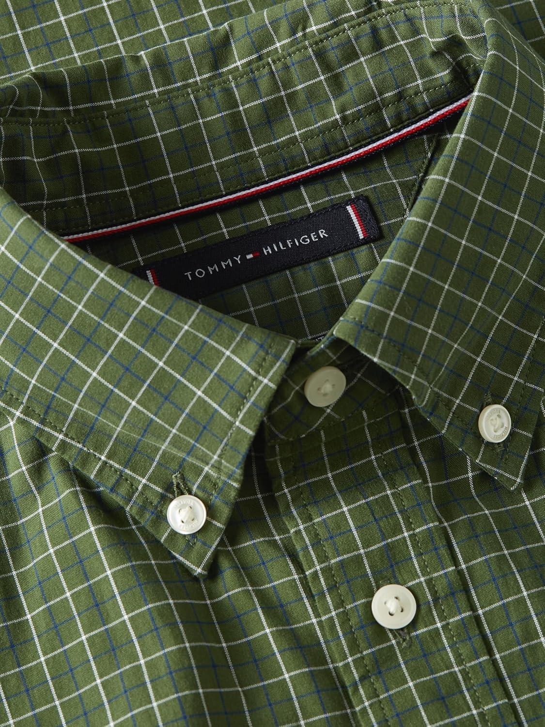 imageTommy Hilfiger Mens Long Sleeve Poplin Shirts in Regular Fit Mens Button Down Shirts Also Available in Big and TallMountain Pine Check