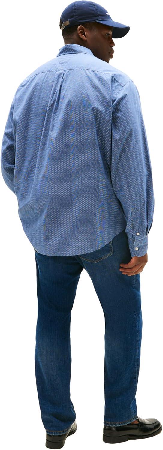 imageTommy Hilfiger Mens Long Sleeve Poplin Shirts in Regular Fit Mens Button Down Shirts Also Available in Big and TallPreppy Navy