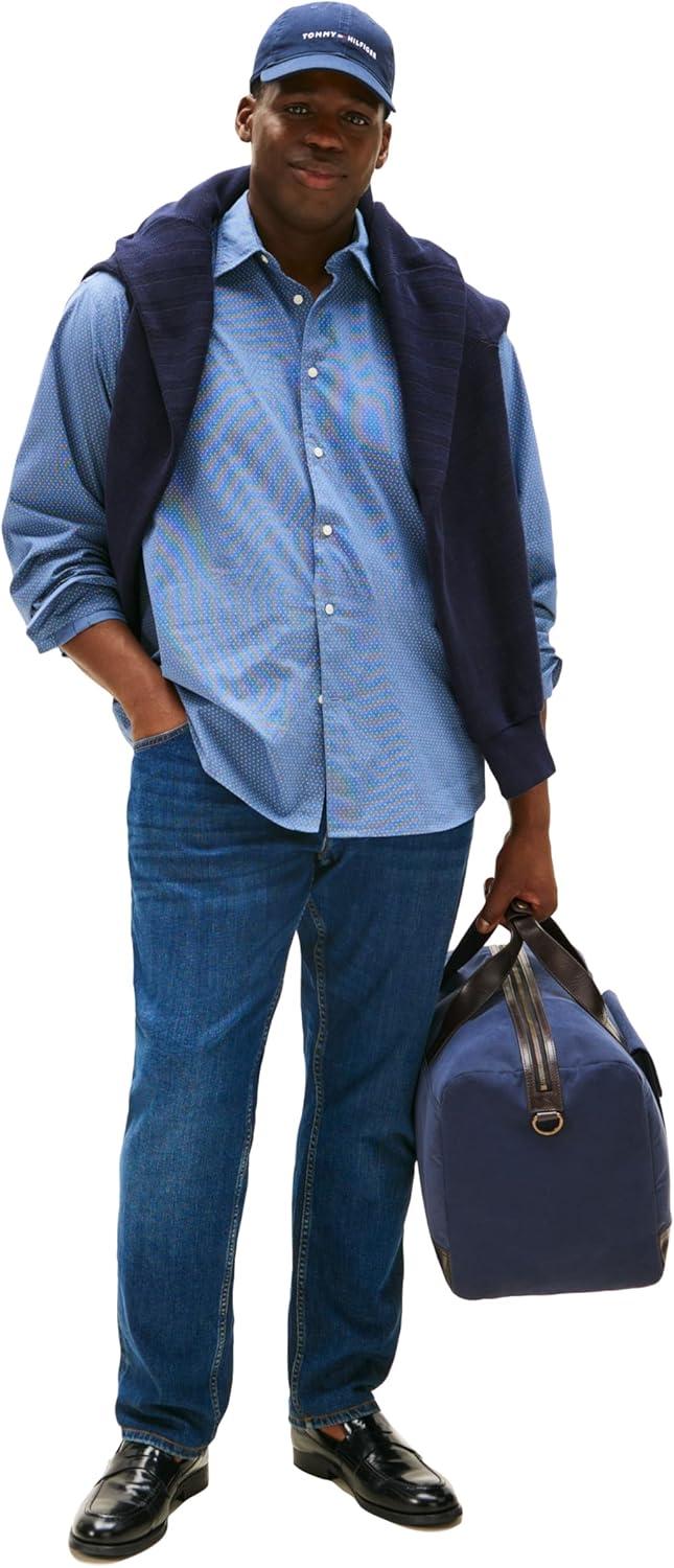 imageTommy Hilfiger Mens Long Sleeve Poplin Shirts in Regular Fit Mens Button Down Shirts Also Available in Big and TallPreppy Navy