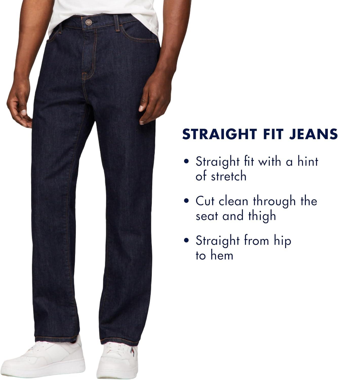 imageTommy Hilfiger Mens Straight Fit Stretch JeansVintage Dark Wash