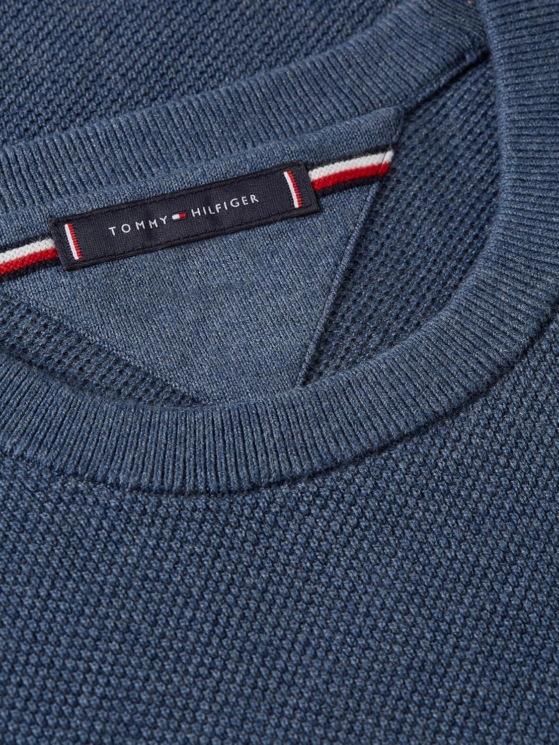 imageTommy Hilfiger Mens Structured Crew Neck SweaterAegean Sea