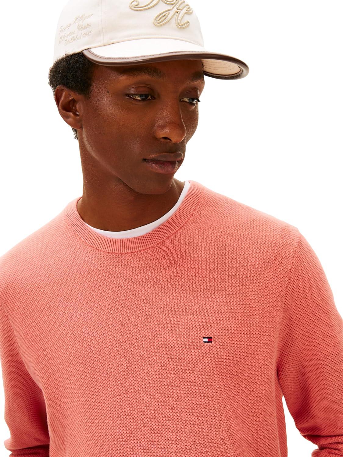 imageTommy Hilfiger Mens Structured Crew Neck SweaterCamellia Blush