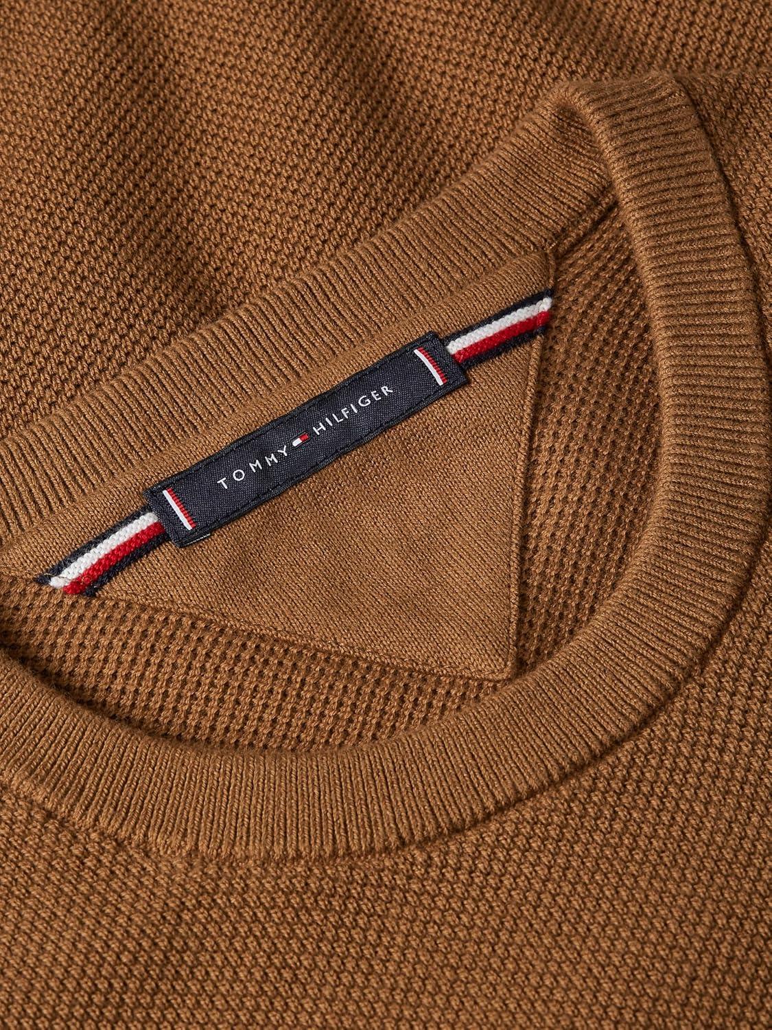 imageTommy Hilfiger Mens Structured Crew Neck SweaterHighland Khaki
