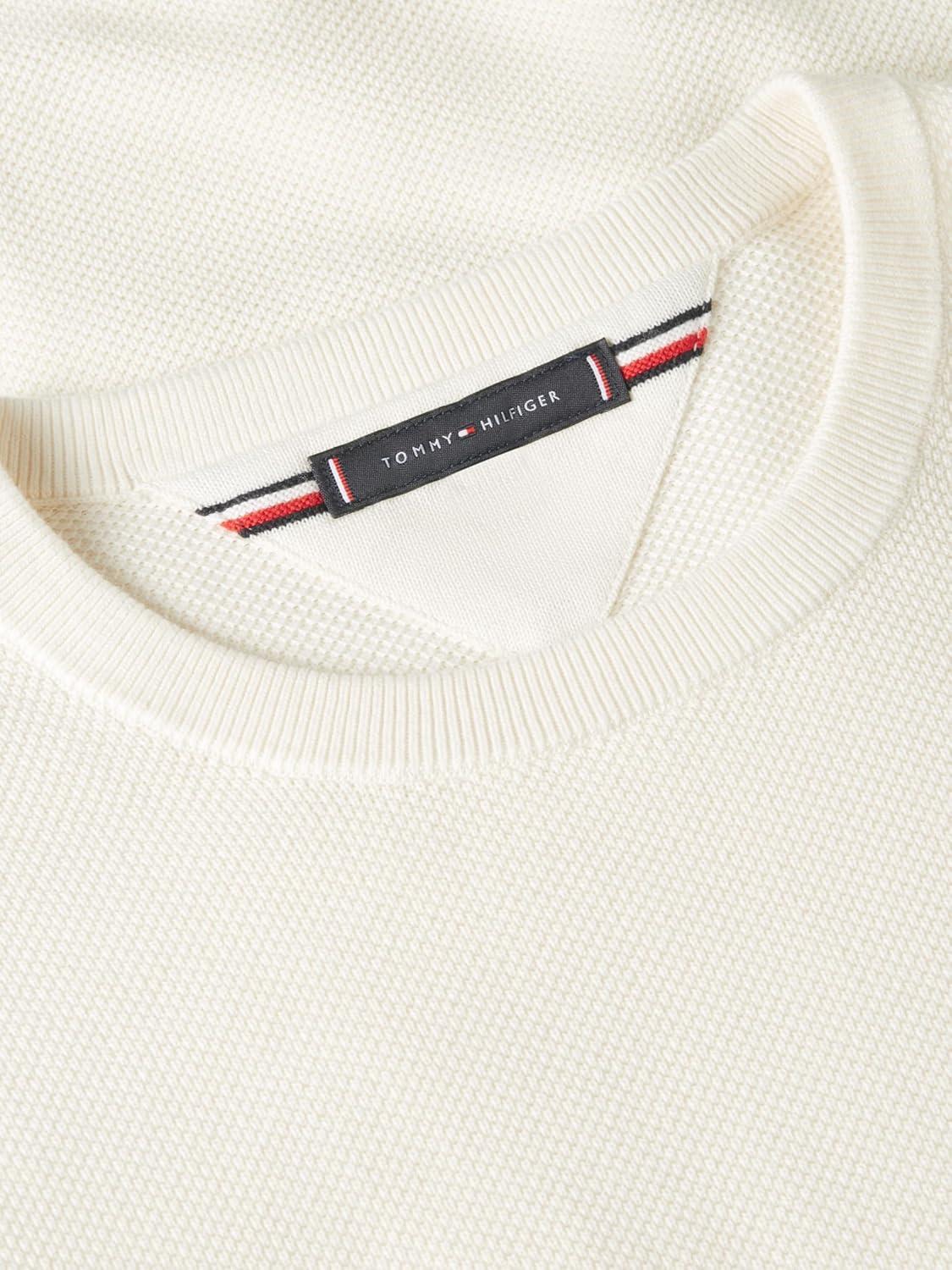 imageTommy Hilfiger Mens Structured Crew Neck SweaterIvory Petal