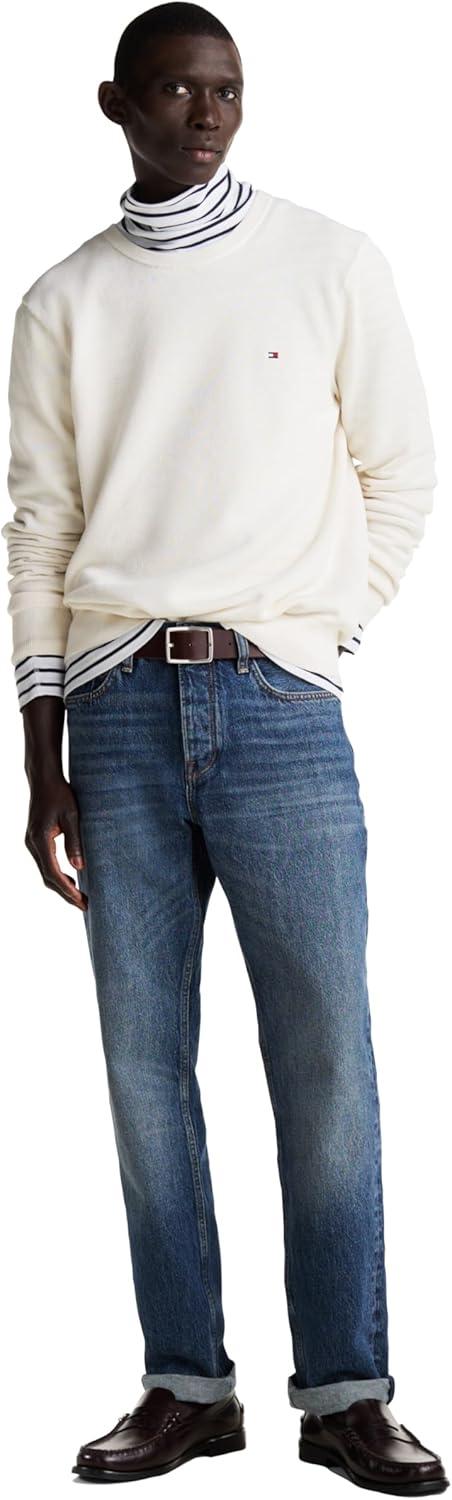 imageTommy Hilfiger Mens Structured Crew Neck SweaterIvory Petal