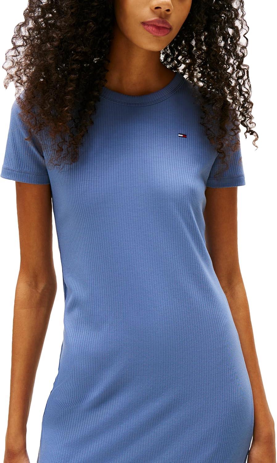 imageTommy Jeans Womens Bodycon Midi Dress with Logo DetailBlue Moment