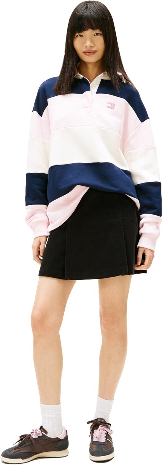 imageTommy Jeans Womens Cord Pleated Mini Skirt with Embroidered Script LogoBlack
