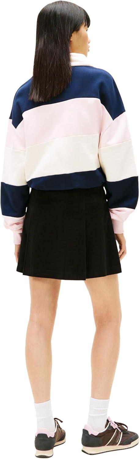 imageTommy Jeans Womens Cord Pleated Mini Skirt with Embroidered Script LogoBlack