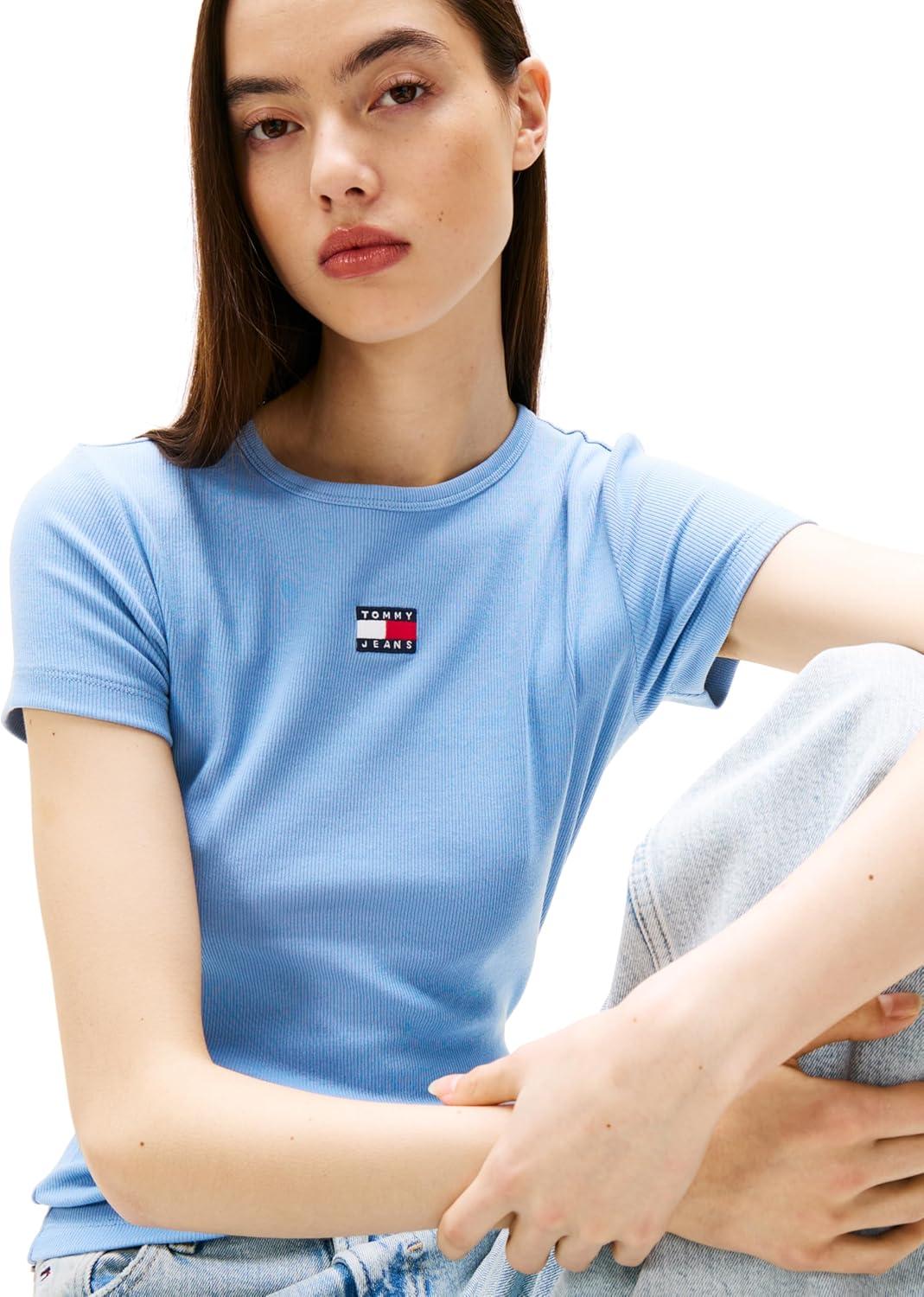 imageTommy Jeans Womens Graphic Tee with Embroidered Flag DetailColorado Blue
