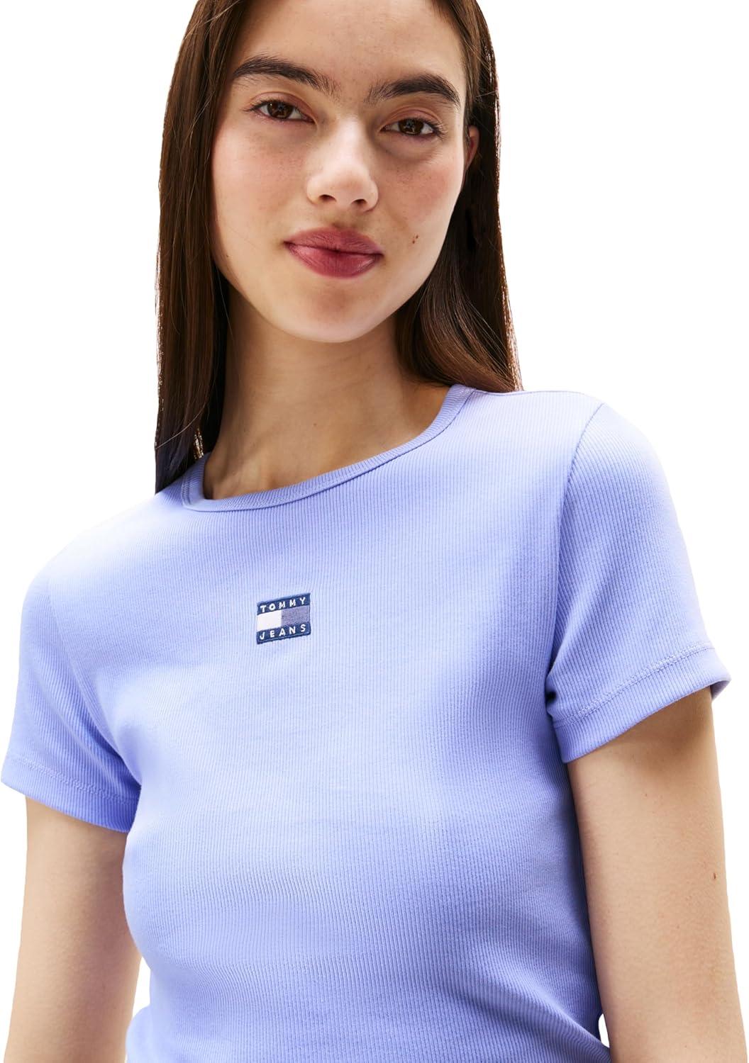 imageTommy Jeans Womens Graphic Tee with Embroidered Flag DetailVintage Iris
