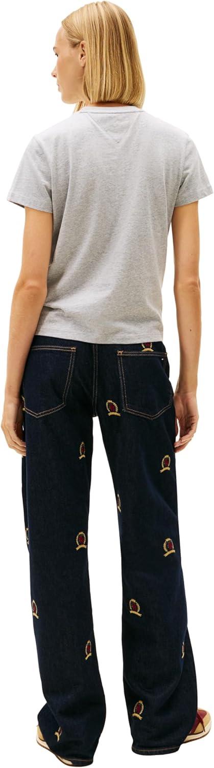 imageTommy Jeans Womens Graphic Tee with Printed Flag Logo DetailTonal Mid Grey Heather