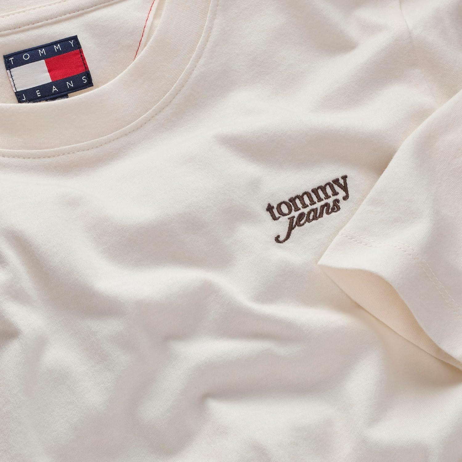 imageTommy Jeans Womens Long Sleeve Cotton Graphic TShirts with Embroidered Script LogoAncient White