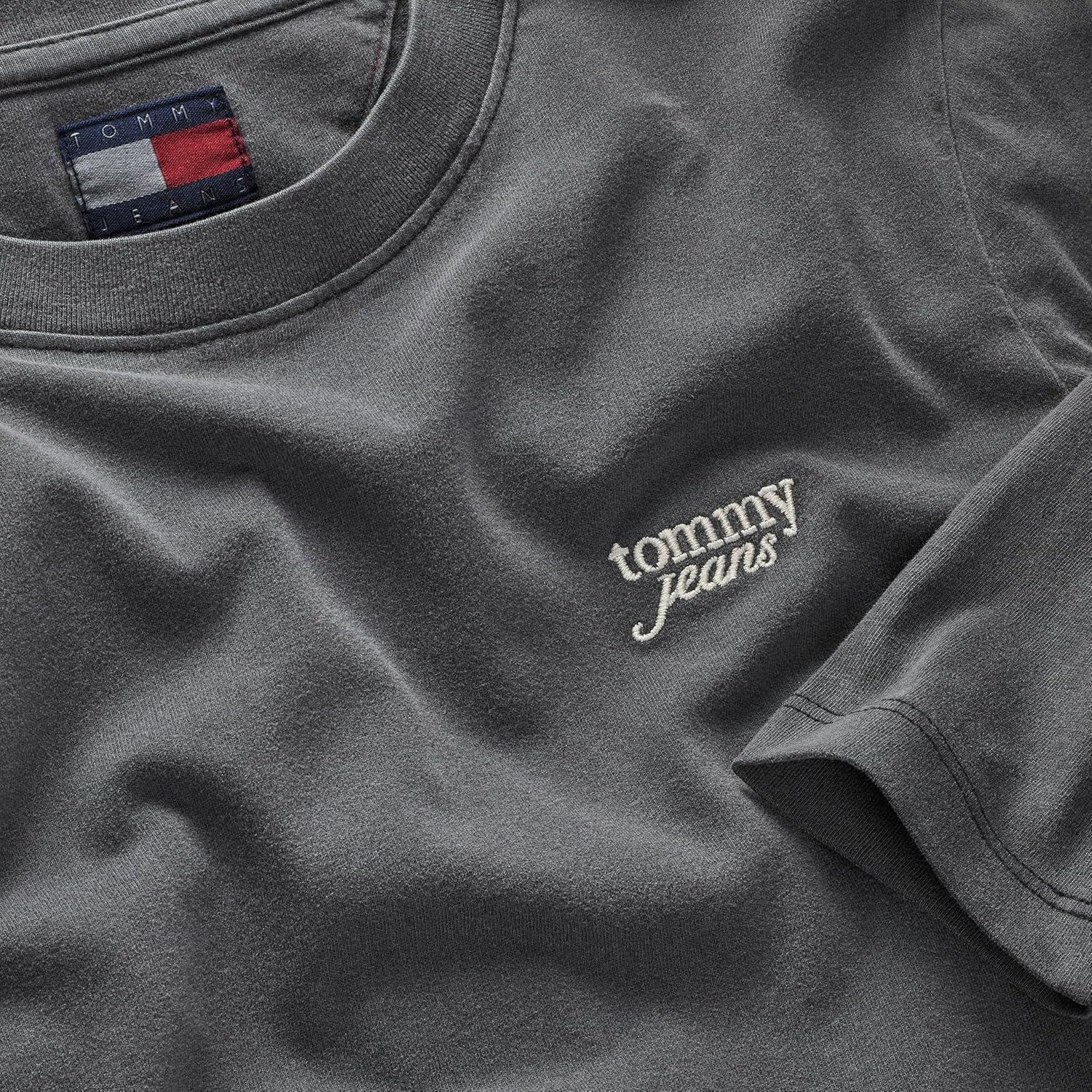 imageTommy Jeans Womens Long Sleeve Cotton Graphic TShirts with Embroidered Script LogoBlack