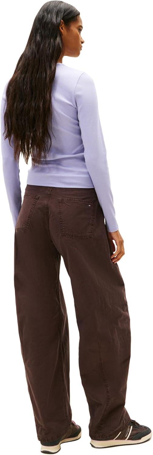 imageTommy Jeans Womens Long Sleeve Ribbed Graphic Tee with Embroidered Flag DetailPeriwinkle Dusk