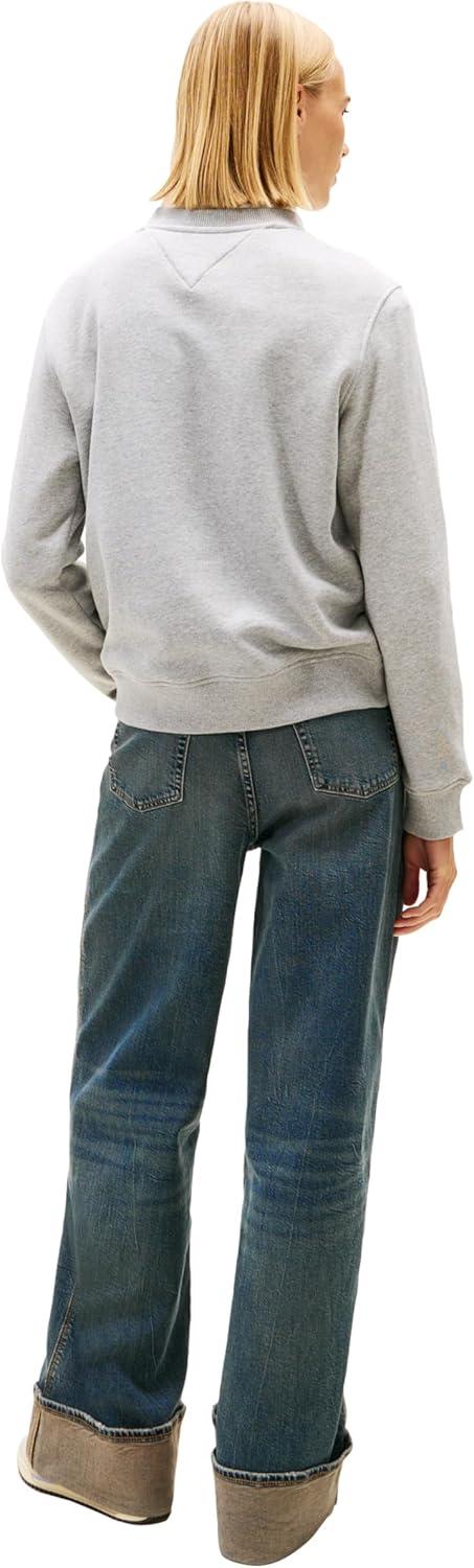 imageTommy Jeans Womens Medium Weight Pullover Crewneck With Flag Logo DetailTonal Mid Grey Heather
