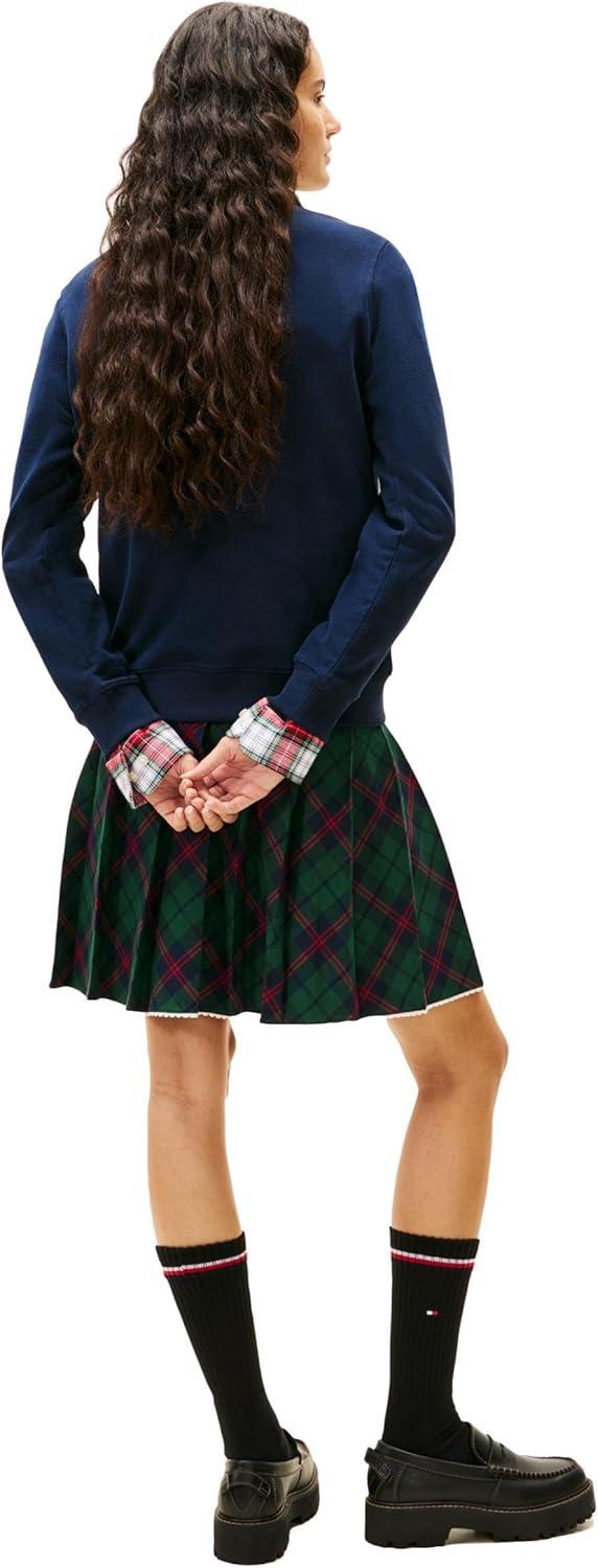 imageTommy Jeans Womens Medium Weight Pullover Crewneck With Printed Script LogoDark Night Navy