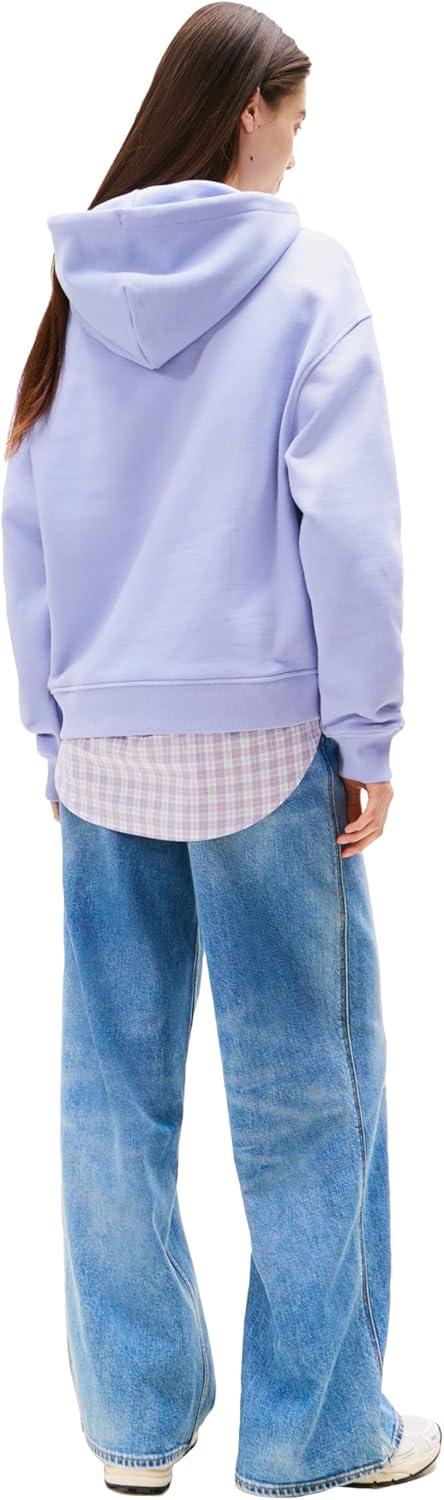 imageTommy Jeans Womens Medium Weight Pullover Hoodie With Embroidered Flag LogoVintage Iris