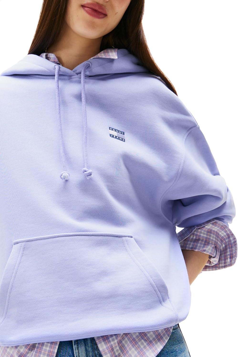 imageTommy Jeans Womens Medium Weight Pullover Hoodie With Embroidered Flag LogoVintage Iris