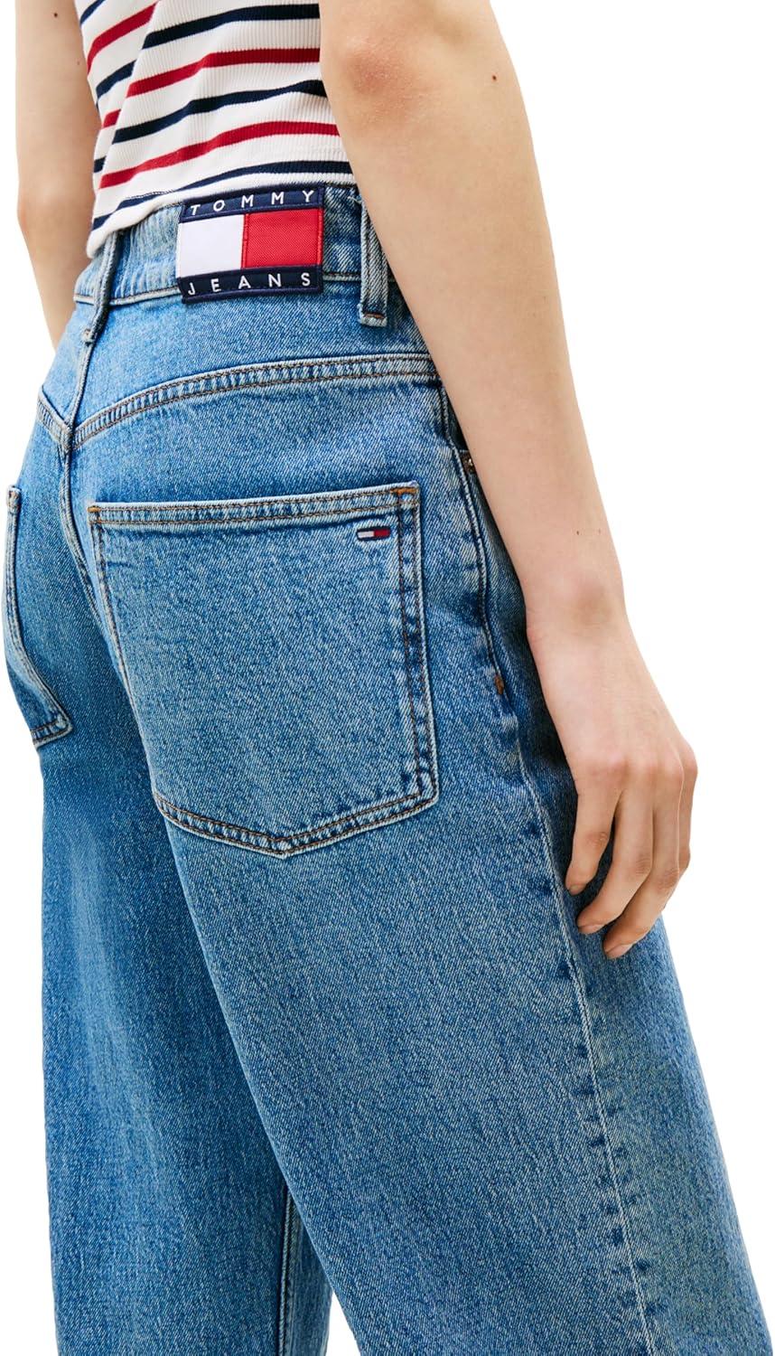 imageTommy Jeans Womens Mia Mid Rise Relaxed Straight JeansDenim Mid Blue