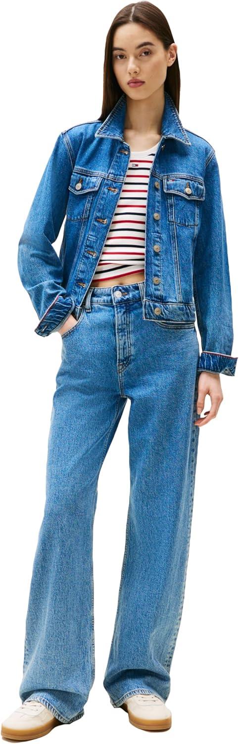imageTommy Jeans Womens Mia Mid Rise Relaxed Straight JeansDenim Mid Blue