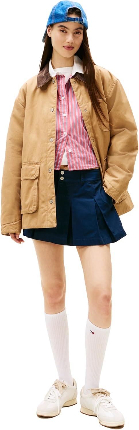 imageTommy Jeans Womens Pleated Mini Skirt with Embroidered Flag LogoDark Night Navy