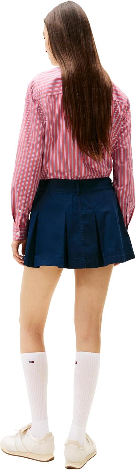 imageTommy Jeans Womens Pleated Mini Skirt with Embroidered Flag LogoDark Night Navy