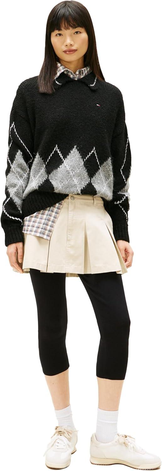 imageTommy Jeans Womens Pleated Mini Skirt with Embroidered Flag LogoGulf Sand